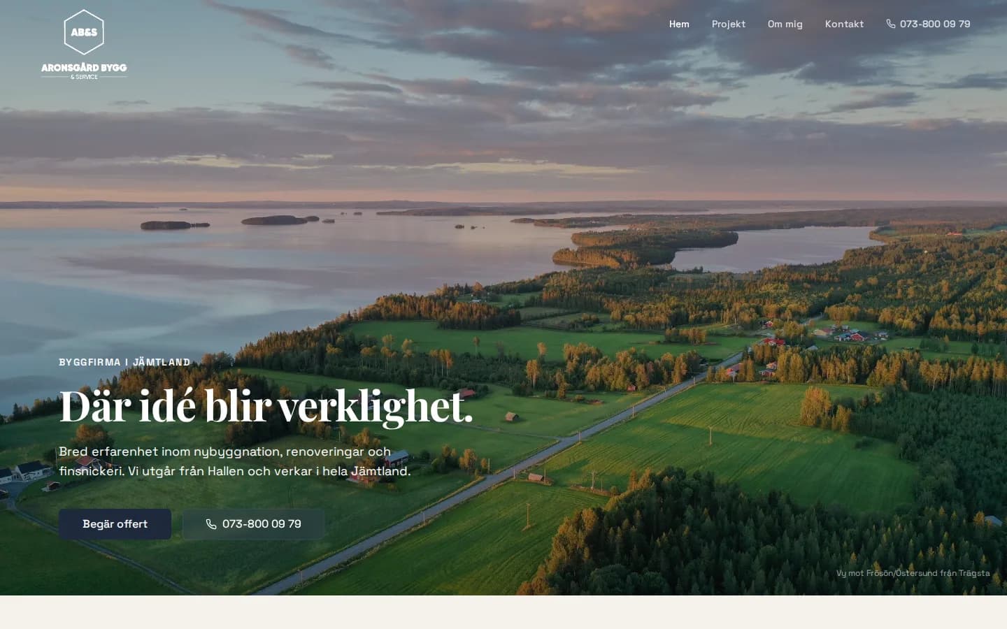 Aronsgård Bygg & Service hemsida