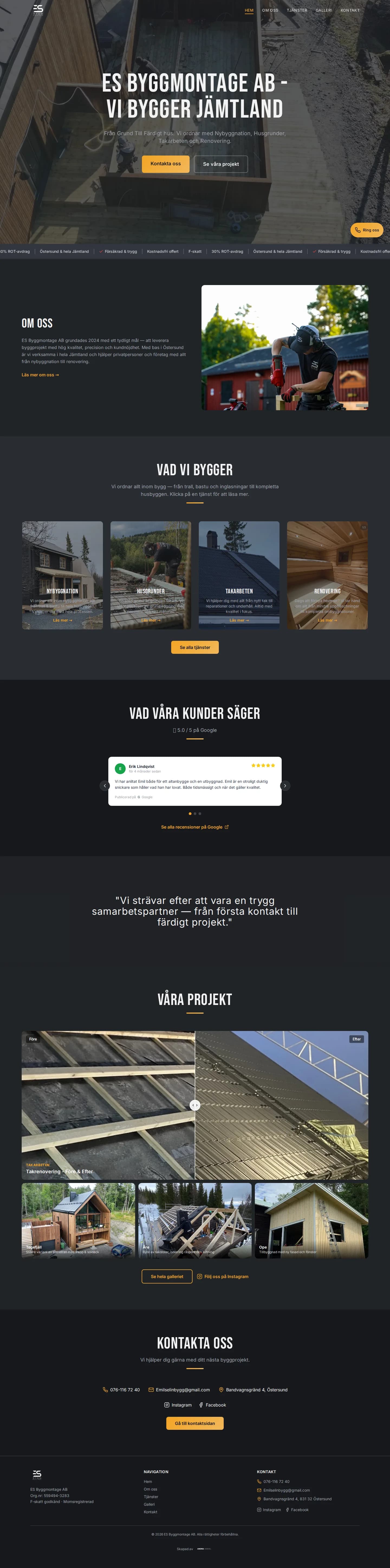 ES Byggmontage hemsida