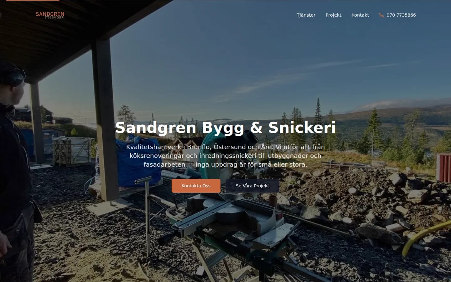 Sandgren Bygg & Snickeri hemsida