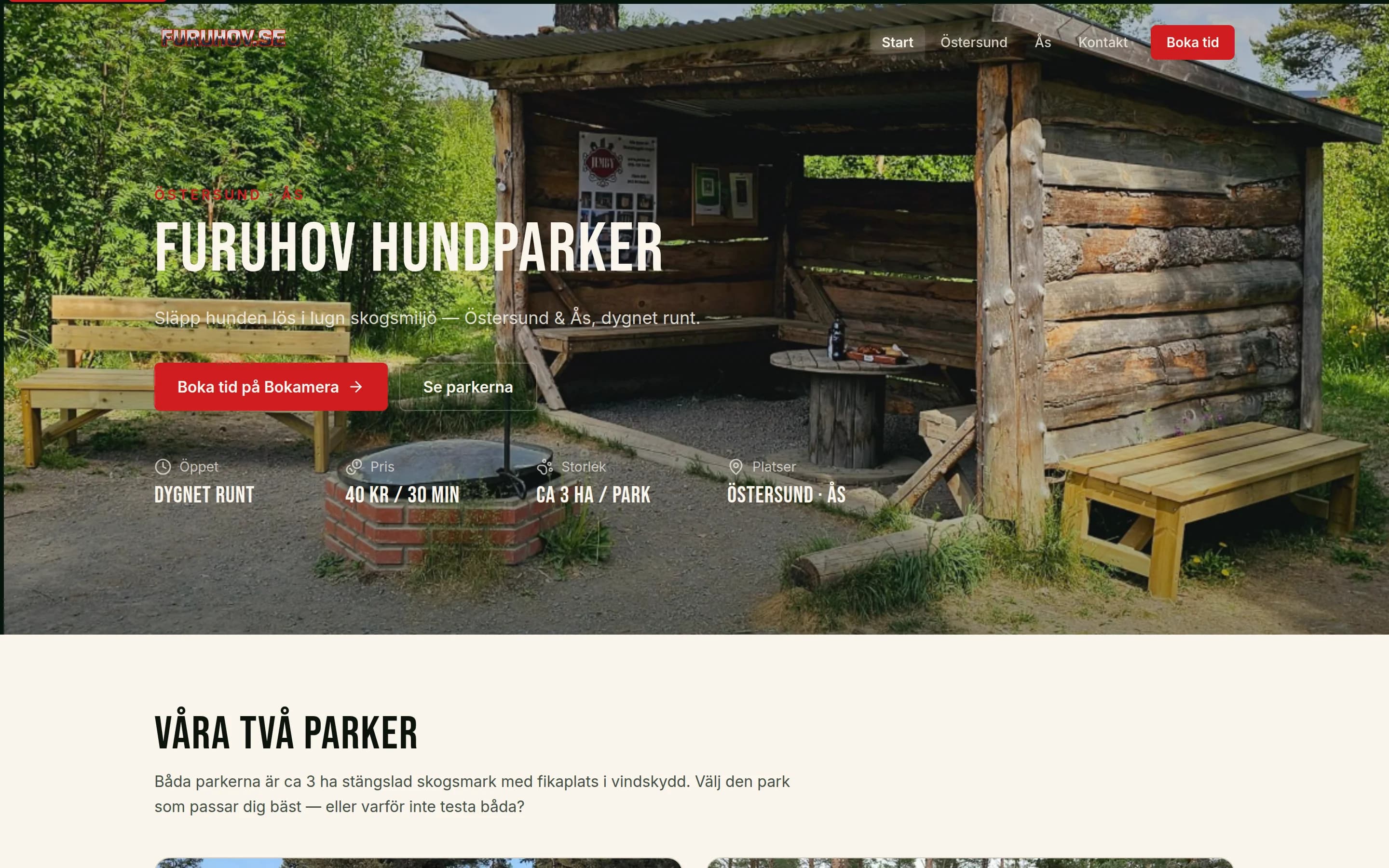 Furuhov Hundparker hemsida