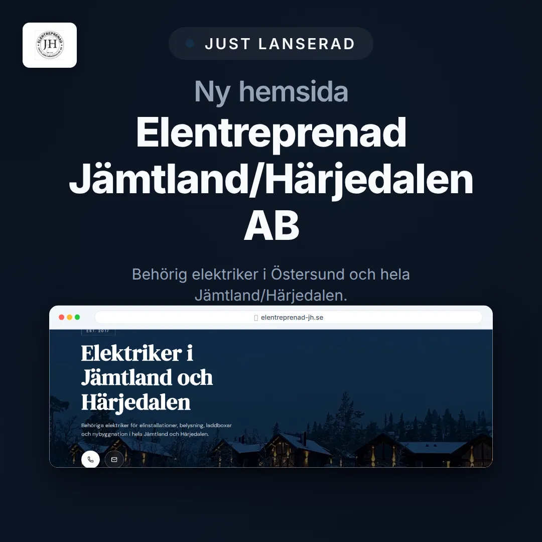 Launch-content för Elentreprenad JH