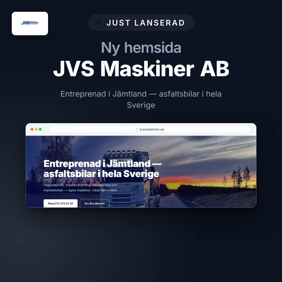 Launch-content för JVS Maskiner