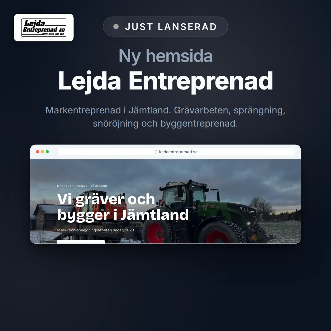 Launch-content för Lejda Entreprenad