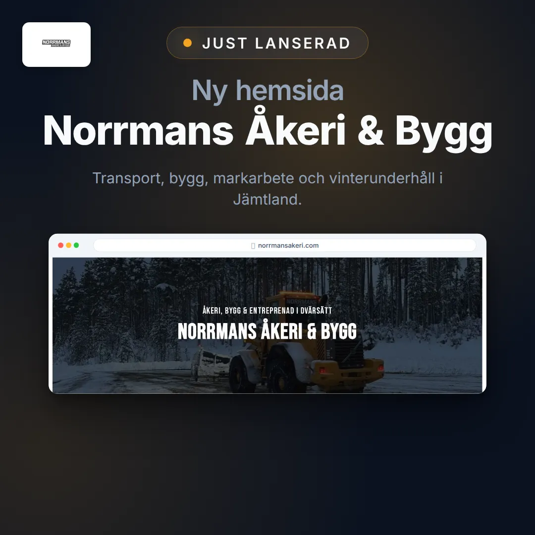Launch-content för Norrmans Åkeri & Bygg
